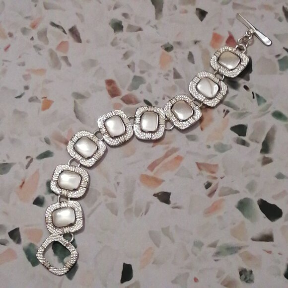 Chunky Textured Silver Tone Bracelet - Picture 2 of 6
